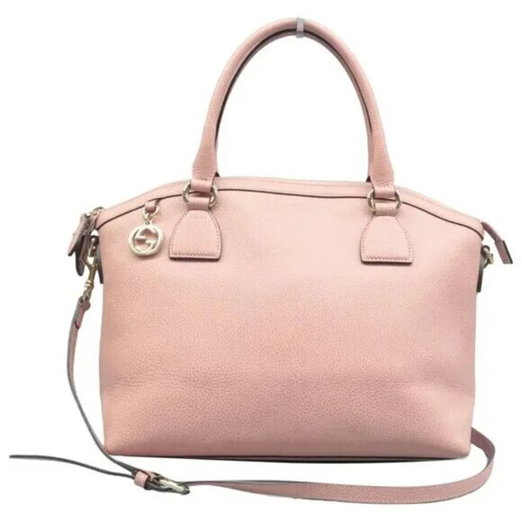 GUCCI Dome Pink Leather Satchel 374-122724 - Picture 1 of 12